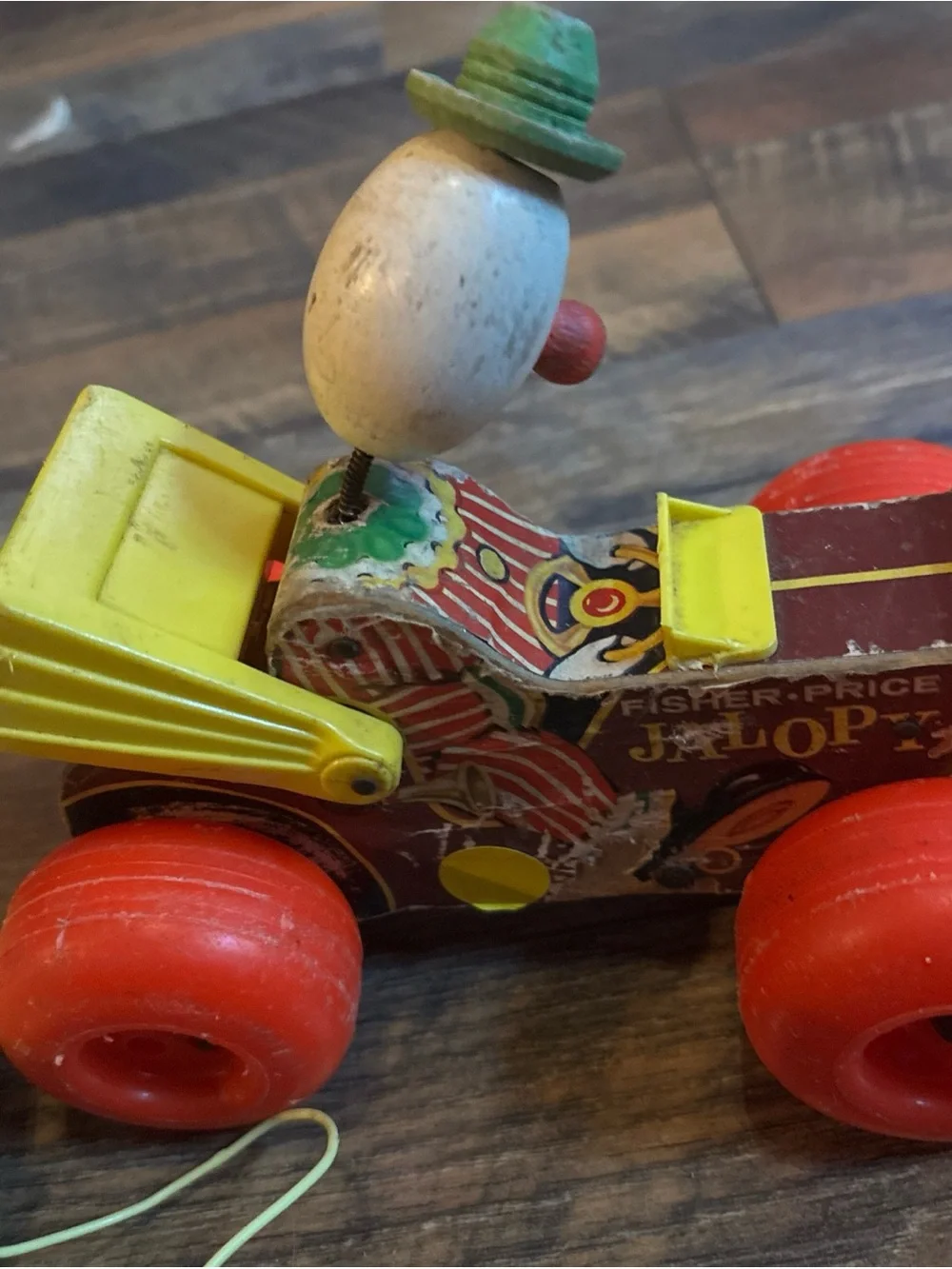 Vtg lot of 2 fisher price pull toys-1965 jalopy & 1974 ladybug